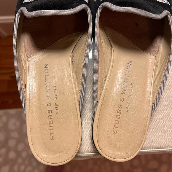 Stubbs & Wooten Slide on Velvet Mules Flats Loafer - Picture 2 of 7